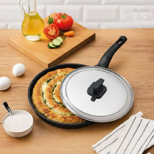 Döküm Granit Kapaklı Börek ve Balık Tavası 34 CM