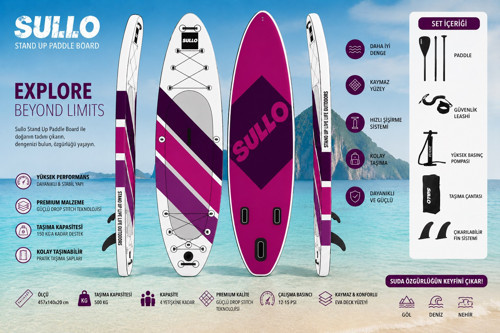 320 cm x 84 cm x 15 Cm Şişme Paddle Board – Şişme Sup Board 150 kg Taşır Şişme Sörf Tahtası