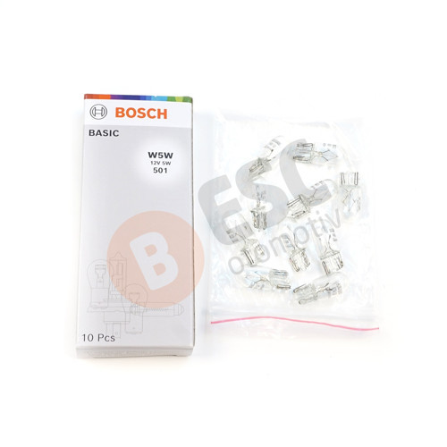 10 Adet Bosch 1987302819 Temel Eco Seri W5W 12V 5W 501 Şeffaf Standart Dipsiz Ampul