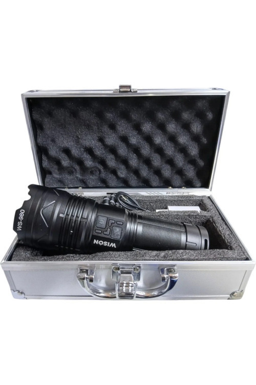 980 Profesyonel Zoomlu El Feneri | 60W – 7000 Lümen – 13.200 Mah – Type‑C – Metal Gövde