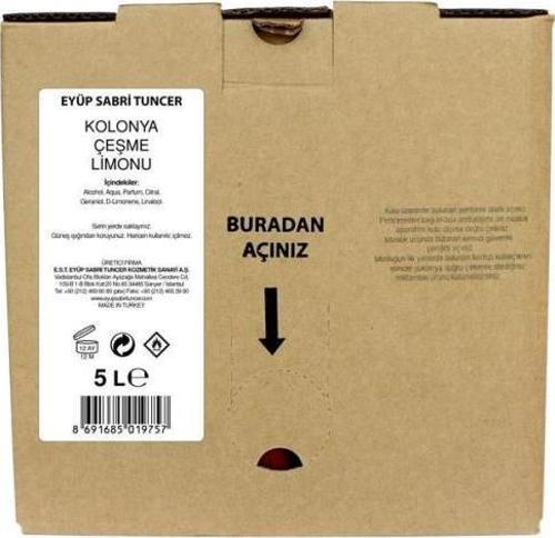 Çeşme Limonu Kolonyası 5lt Bag IN Box Endüstriyel