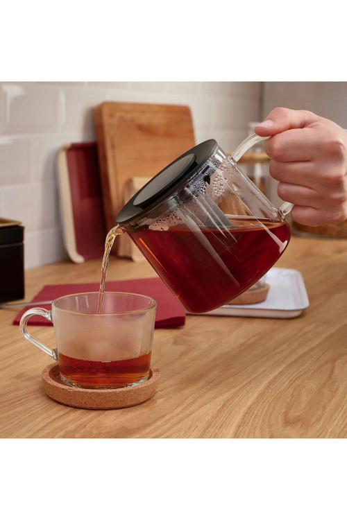 Kaliteli Süzgeçli Cam Demlik Hacim 600 Ml İkea Bitki Çayı Demliği Şeffaf Yükseklik 10 Cm