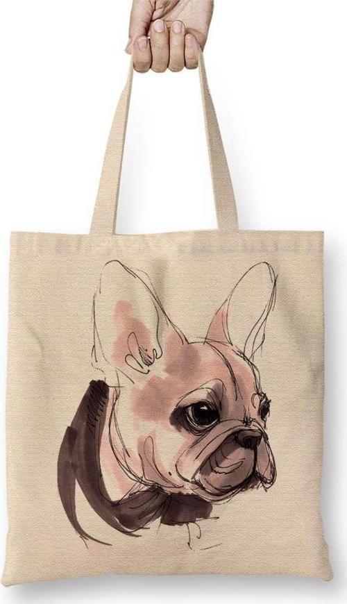 Pug Köpek Fransız Bulldog Bez Çanta Uzun Saplı