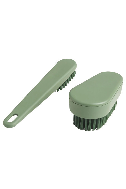 Quick 2'Li Set Banyo Temizleme Fırçası Seti Lavabo Fayans Temizlik Saplı Ovma Fırçası Yeşil Renk