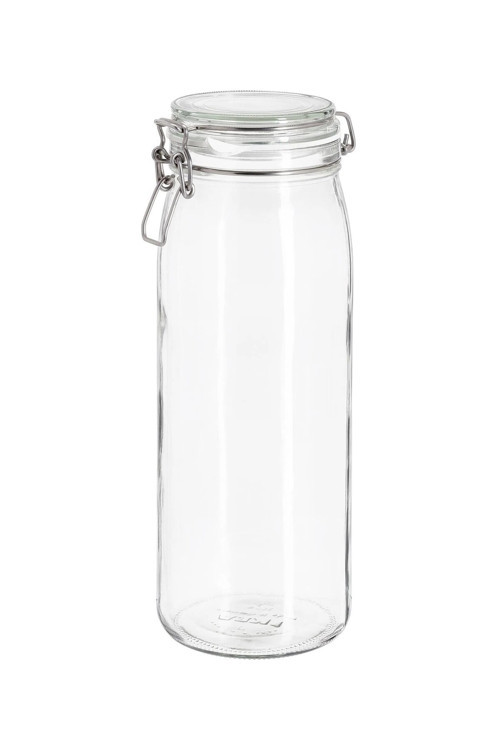 Quick Sızdırmaz Kapaklı Cam Kavanoz 2 Litre Saklama Kavanozu Şeffaf Turşu Kavanozu Çap 11 Cm