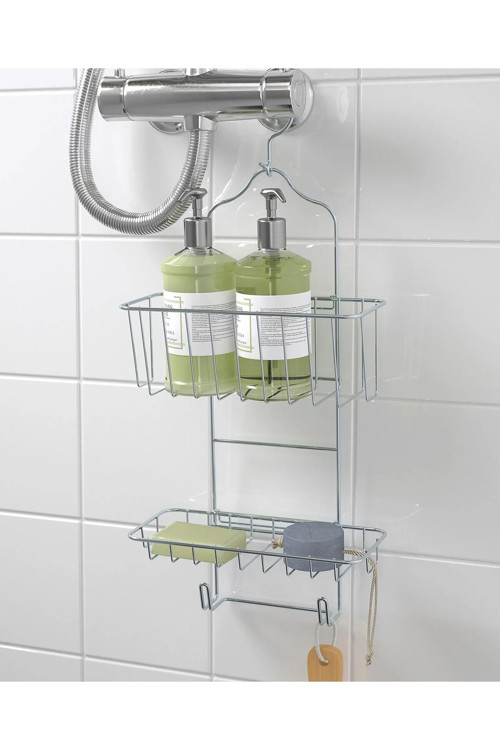 Quick Asılabilir 2 Raflı Duş Sepeti 24X11X53 Cm İkea Kancalı Duş Rafı Metal Sepet