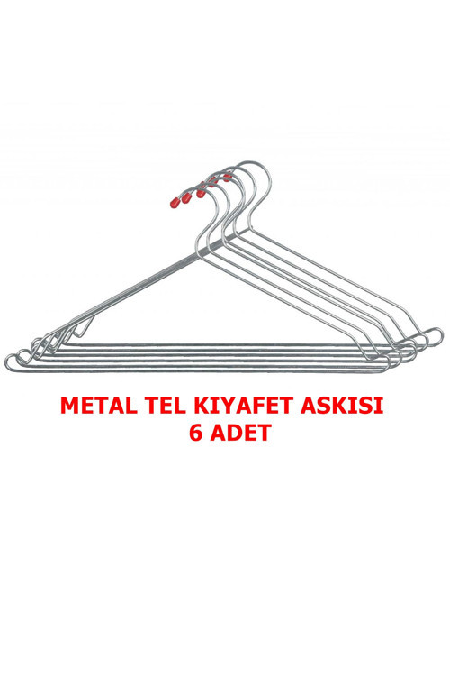 6 Adet Metal Tel Elbise Kıyafet Askısı