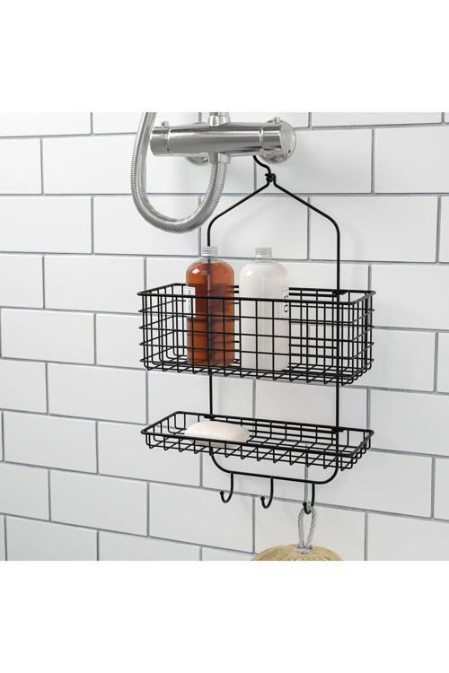 Asılabilir Duş Sepeti 14X56X31 Cm Banyo Rafı Düzenleyici Paslanmaz Çelik Raf Siyah