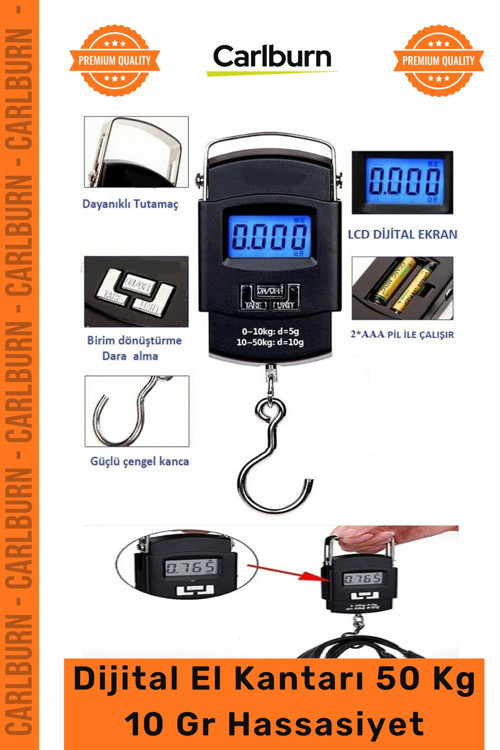 #Tartı Hassas Ölçüm Işıklı Daralı Lcd Ekran Elektronik Dijital El Kantarı 50 Kg Terazi Tartı 10 Gr H