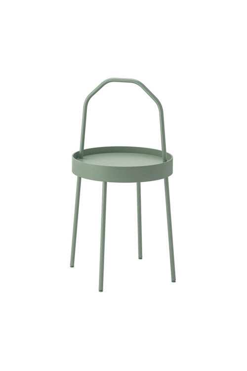 Burvık Yan Sehpa, Açık Gri-Yeşil, 38 Cm