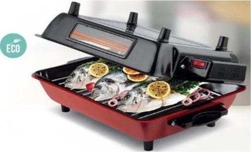 Camlı Elektrikli Izgara Barbekü Emaye Gövdeli