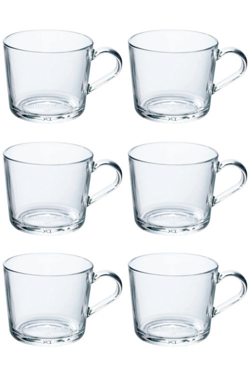 6 Parça Kupa Cam Fincan Takımı Yükseklik:7 Cm Hacim: 24 Cl
