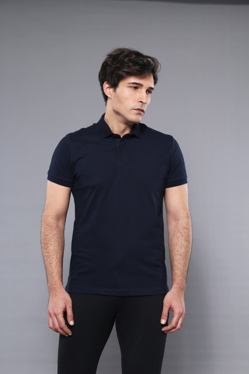 YAKE STORE Polo Yaka Düz Lacivert T-shirt | Wessi - Lacivert