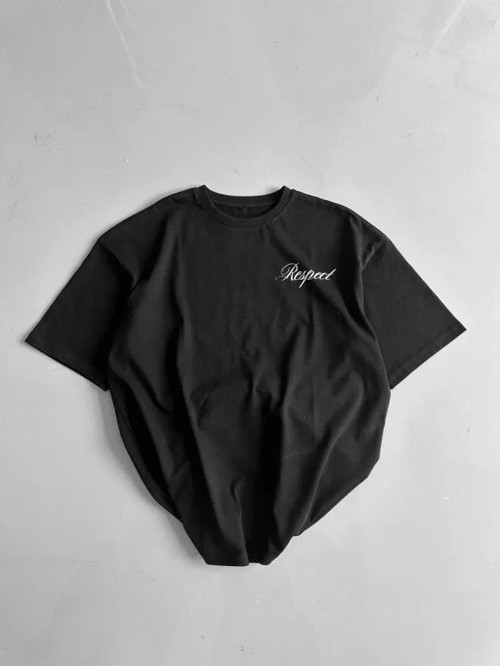 YAKE STORE Erkek Baskılı T-Shirt Kısa Kol Bisiklet Yaka Regular Fit Yazlık Tişört - Siyah - Siyah
