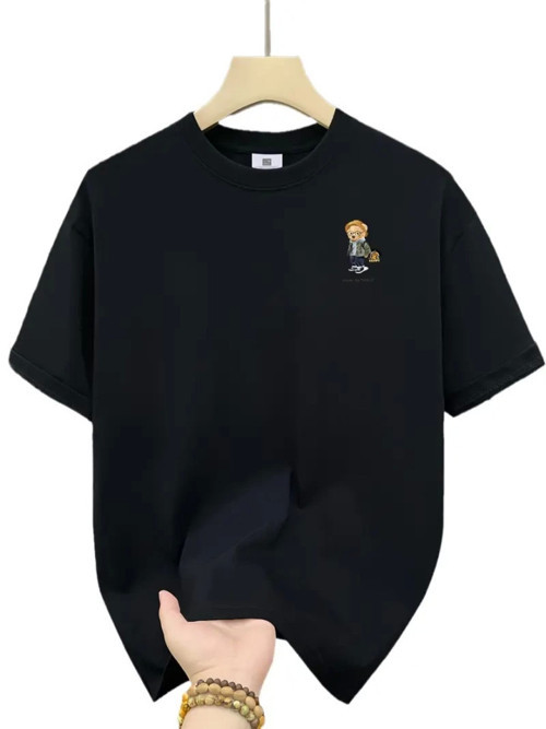 YAKE STORE Baskılı Oversize Bisiklet Yaka T-shirt - Siyah - Siyah