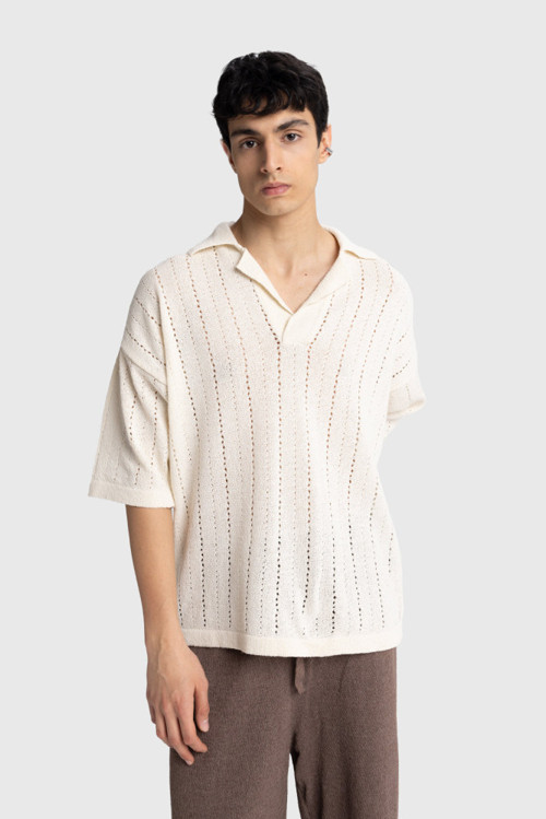 YAKE STORE ÖRME TRIKO T-SHIRT - MAVİ