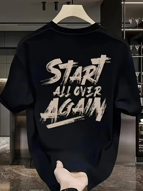 YAKE STORE Baskılı Oversize Bisiklet Yaka T-shirt - Siyah - Siyah