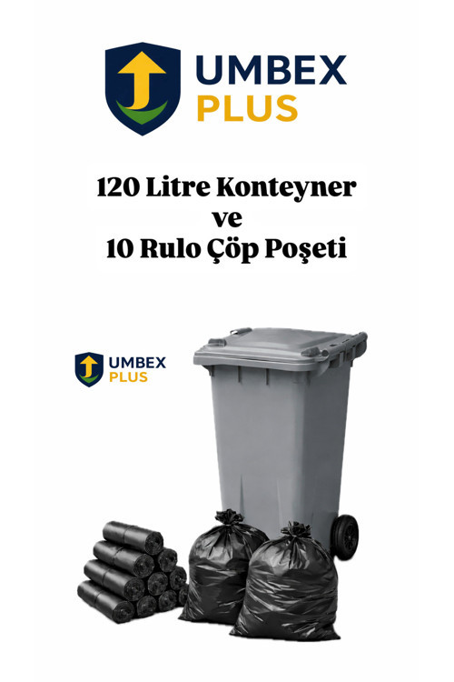 Tıbbi Atık Plastik Çöp Konteyneri 120 Litre Konteyner 10 Adet Çöp Poşet Rulosu- Isıya Dayanıklı-