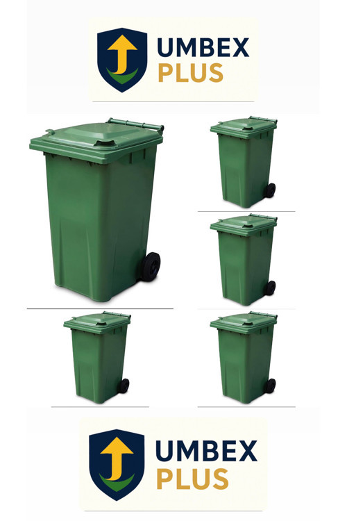 Umbex 5 Adet Plastik Çöp Konteyneri Çöp Kovası 240 Lt Isıya Karşı Dayanıklı