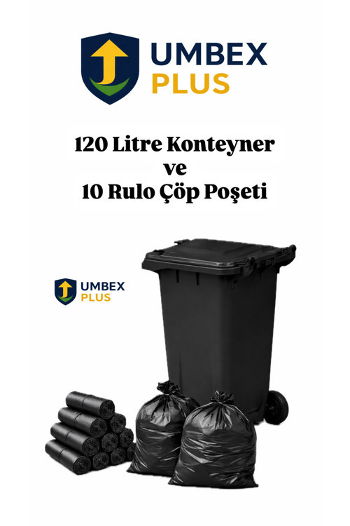Metal Pedallı Çöp Konteyneri 120 Litre Konteyner Ve 10 Adet Çöp Poşet Rulosu- Isıya Dayanıklı-