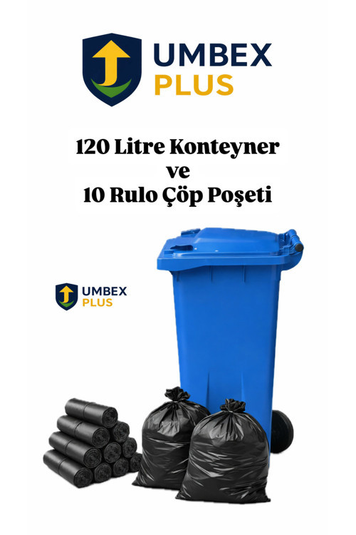 Metal Pedallı Çöp Konteyneri 120 Litre Konteyner Ve 10 Adet Çöp Poşet Rulosu- Isıya Dayanıklı-