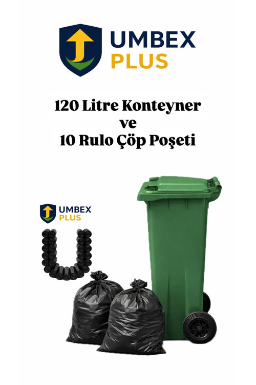 Tıbbi Atık Plastik Çöp Konteyneri 120 Litre Konteyner 10 Adet Çöp Poşet Rulosu- Isıya Dayanıklı-