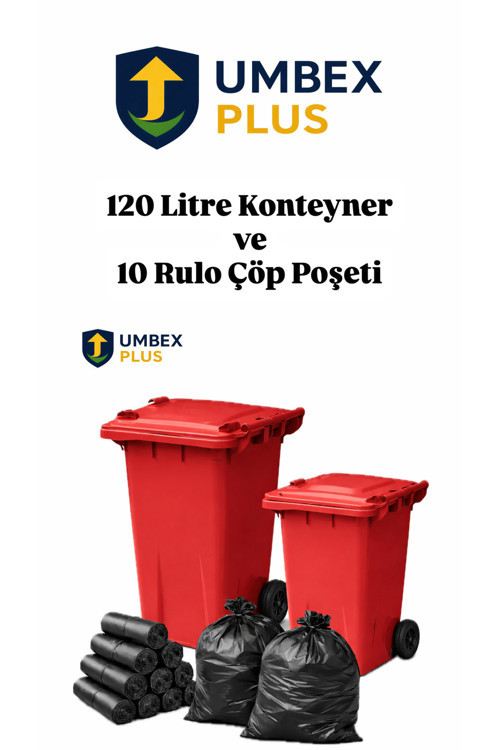 Metal Pedallı Çöp Konteyneri 120 Litre Konteyner Ve 10 Adet Çöp Poşet Rulosu- Isıya Dayanıklı-