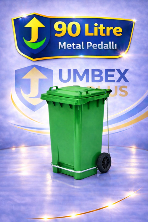 Umbex Plastik Pedallı Çöp Konteyneri 90 Litre Plastik Konteyner - A Isıya Karşı Dayanıklı Yesıl
