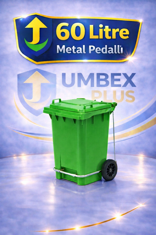 Metal Pedallı Çöp Konteyneri 60 Litre Konteyner Ve 20 Adet Çöp Poşet Rulosu- Isıya Dayanıklı-