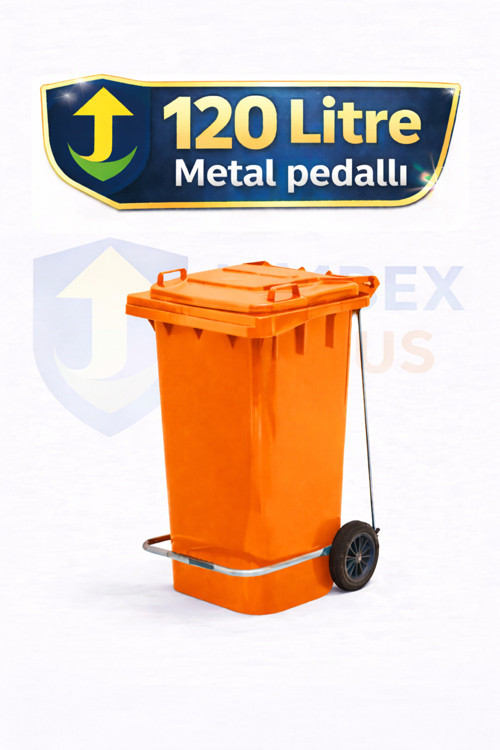 Plastik Metal Pedallı Çöp Konteyneri 120 Litre Konteyner - Isıya Dayanıklı Malzeme -