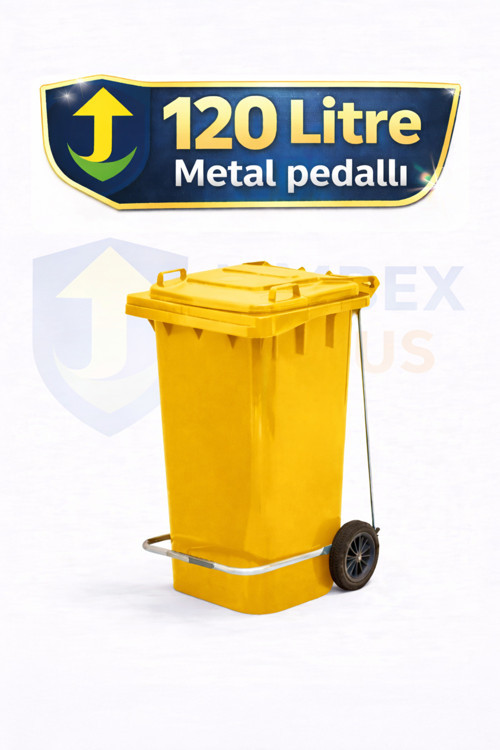 Plastik Metal Pedallı Çöp Konteyneri 120 Litre Konteyner - Isıya Dayanıklı Malzeme -