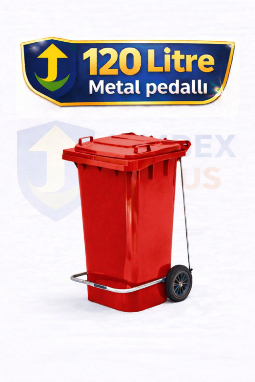 Plastik Metal Pedallı Çöp Konteyneri 120 Litre Konteyner - Isıya Dayanıklı Malzeme -