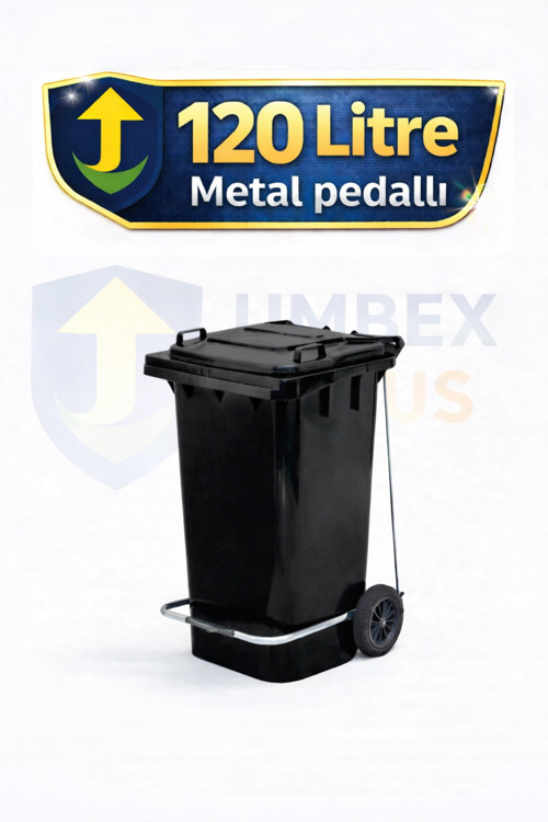 Plastik Metal Pedallı Çöp Konteyneri 120 Litre Konteyner - Isıya Dayanıklı Malzeme -