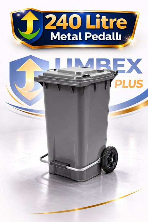 Plastik Metal Pedallı Çöp Konteyneri 240 Litre Konteyner - Isıya Dayanıklı Malzeme -