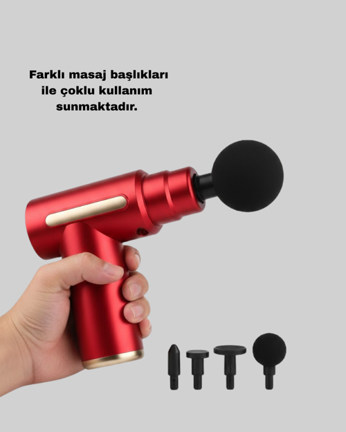 4 Başlıklı Titreşimli Masaj Tabancası Şarjlı Derin Doku Kas Masaj Aleti