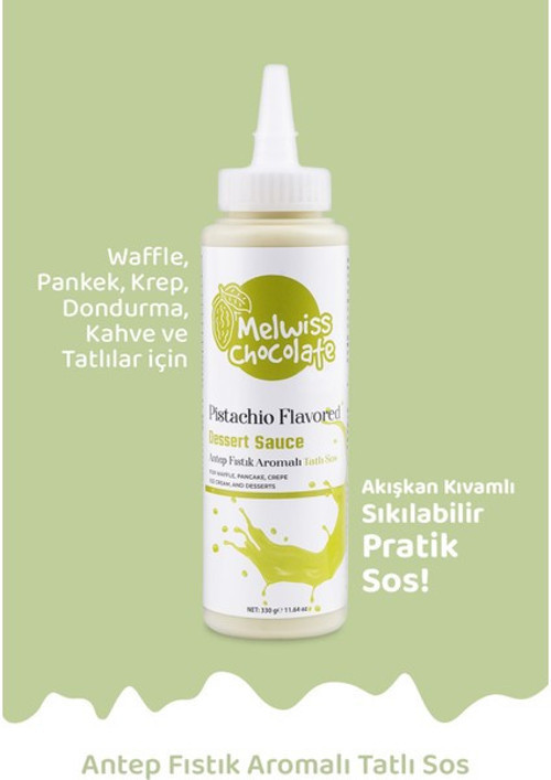 Antep Fıstık Aromalı Tatlı Sos 330 G - Waffle Krep Pankek Sosu