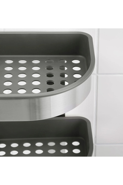 3 Katlı Köşe Banyo Rafı 19X19X58 Cm Duvara Monte Askılı Duş Sepeti Paslanmaz Çelik Raf