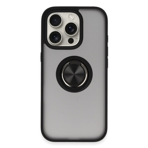 Apple İphone 16 Pro Max Kılıf Montreal Yüzüklü Silikon Kapak - Siyah