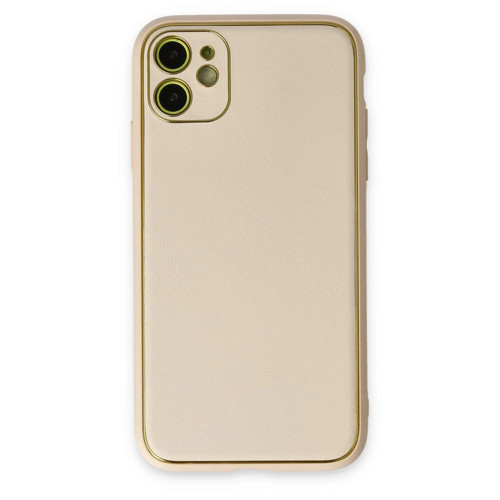 Apple İphone 12 Kılıf Coco Deri Silikon Kapak - Gold