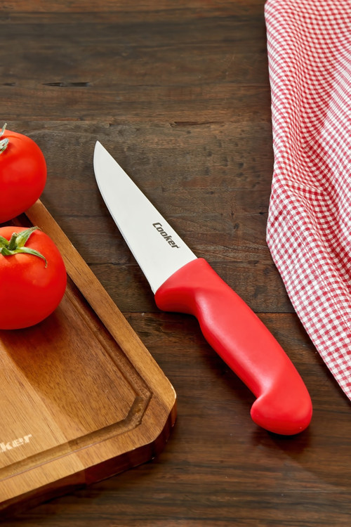 27 cm Paslanmaz Çelik Kasap Bıçağı Kırmızı CKR4597