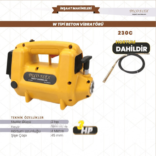 Decoflex Beton Vibratörü 3 Hp. 18000 D/dk W.tipi Yeni Model