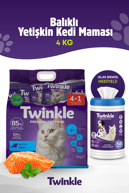 Yetişkin Kediler İçin Balıklı Tam Ve Dengeli Kedi Maması 4 Kg