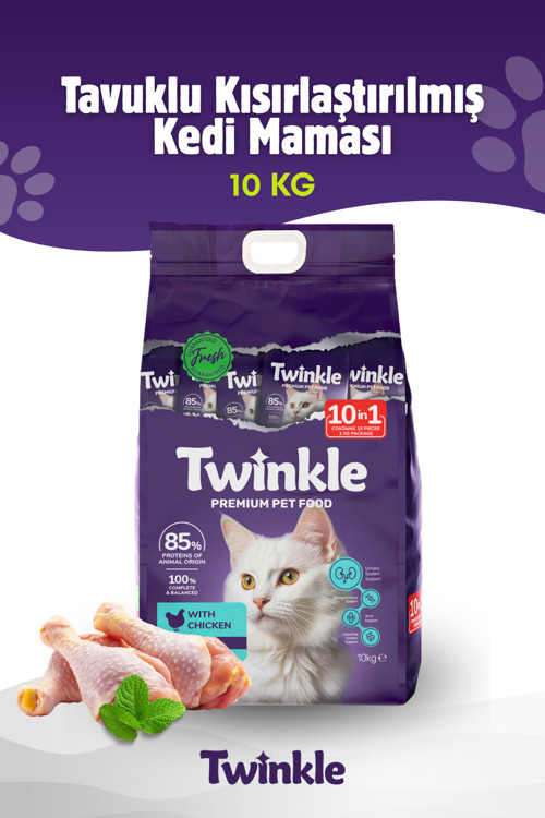 Tavuklu Kısırlaştırılmış Kedi Maması 10 Kg – Yetişkin Kediler İçin Dengeli Beslenme