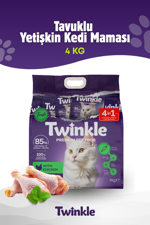 Yetişkin Kediler İçin Tavuklu Tam Ve Dengeli Kedi Maması 4 Kg