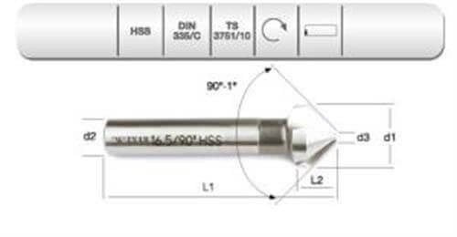 HSS DIN 335/C HAVŞA FREZE 16.5 MM-90º