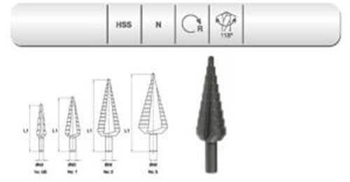 HSS 5 KADEMELİ SAC DELME MAT. 4-12 MM