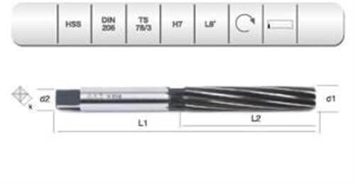 HSS DIN 206 L-RN EL RAYBASI 8 MM H7