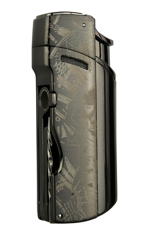 Tek Torch Pürmüz Delicili/İğneli Gunmetal Desenli Metal Puro Çakmağı - TRZ1156