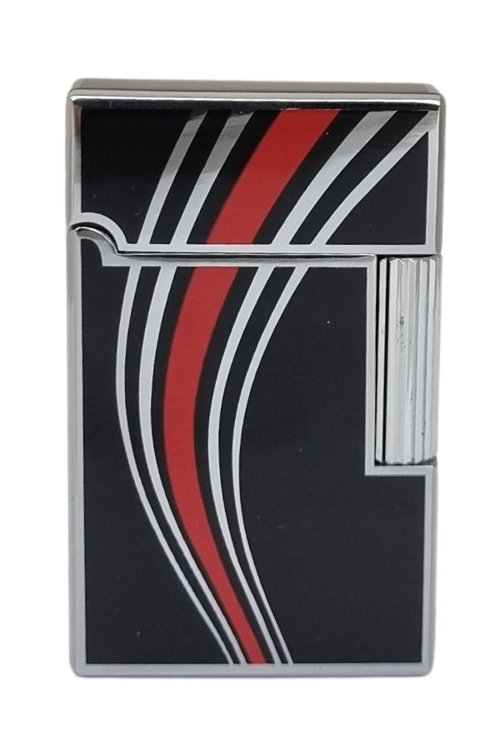 Soft Flame Siyah-Gümüş-Kırmızı Desenli Çakmak - TR7690
