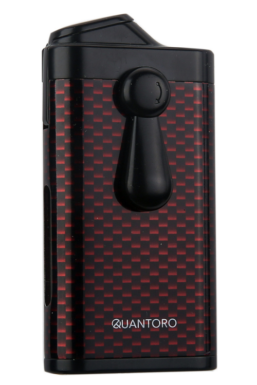 Çift Torch Pürmüz Delicili Kırmızı Karbon Desenli Metal Puro Çakmağı - TRZ1148